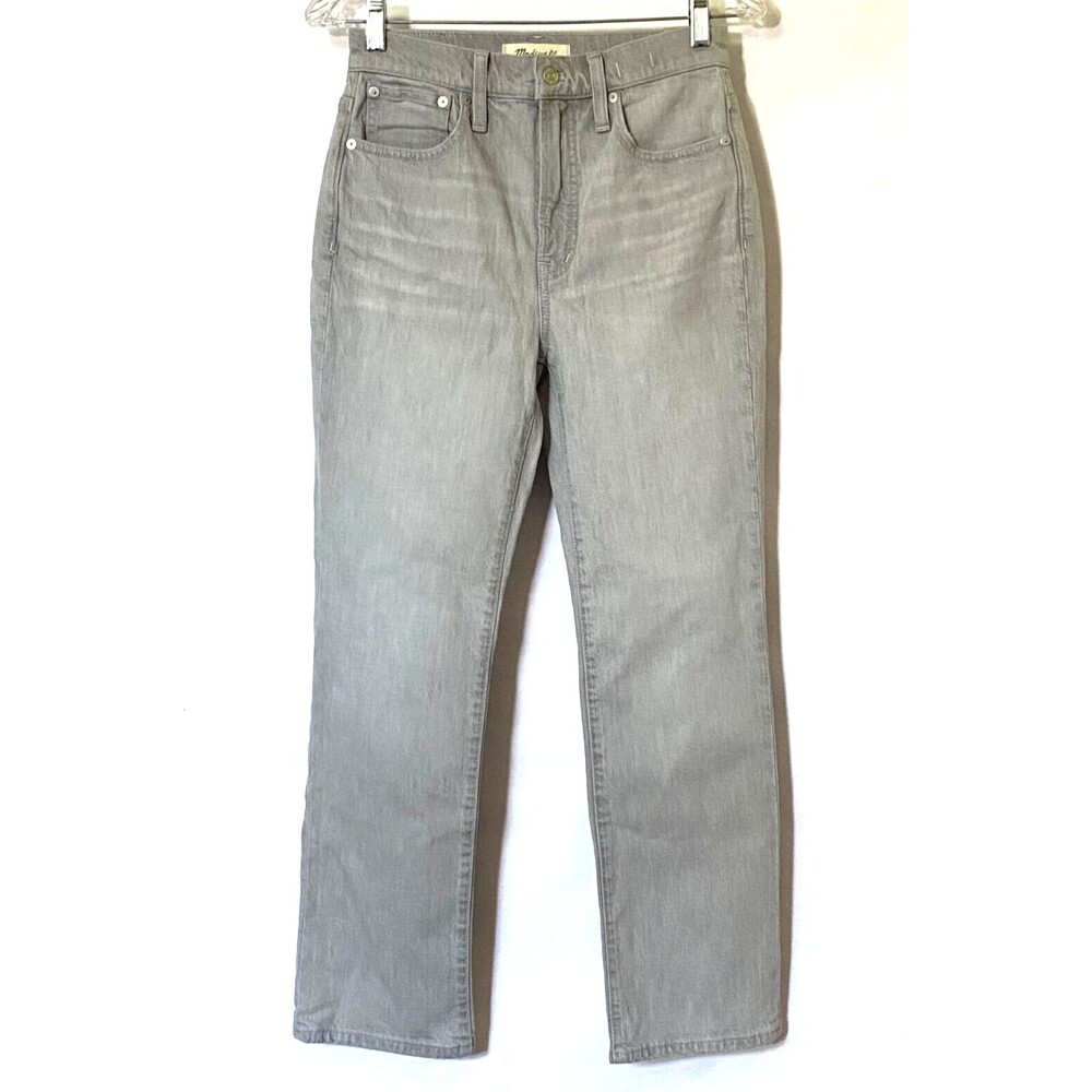 Madewell Slim Demi Boot Jeans Womens Size 25 Dekalb Gray Crop Distressed Hem NWT